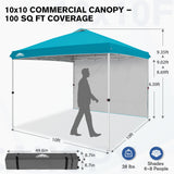 10x10 Commercial Pop up Canopy with 1 Sidewall - Eagle Peak