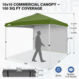 10x10 Commercial Pop up Canopy with 1 Sidewall - Eagle Peak