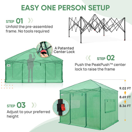 10x10 Easy Setup Pop Up Greenhouse - Eagle Peak®