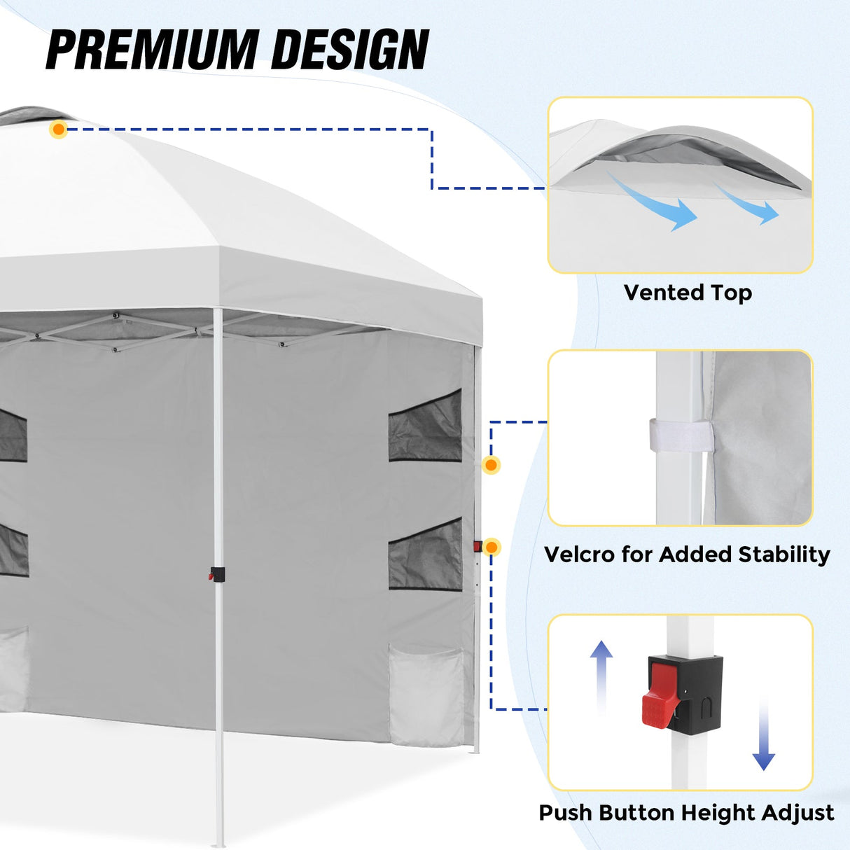 10x10 ft Pop Up Canopy Tent with Sidewall - Eagle Peak Custom Canopy Tent