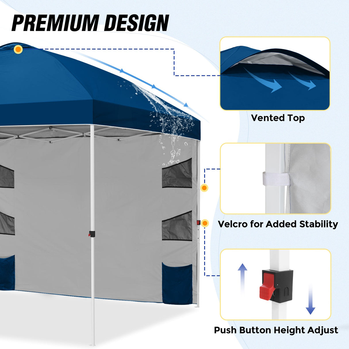 10x10 ft Pop Up Canopy Tent with Sidewall - Eagle Peak Custom Canopy Tent