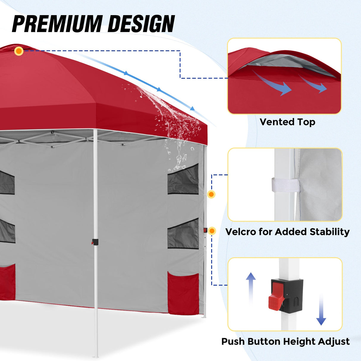 10x10 ft Pop Up Canopy Tent with Sidewall - Eagle Peak Custom Canopy Tent