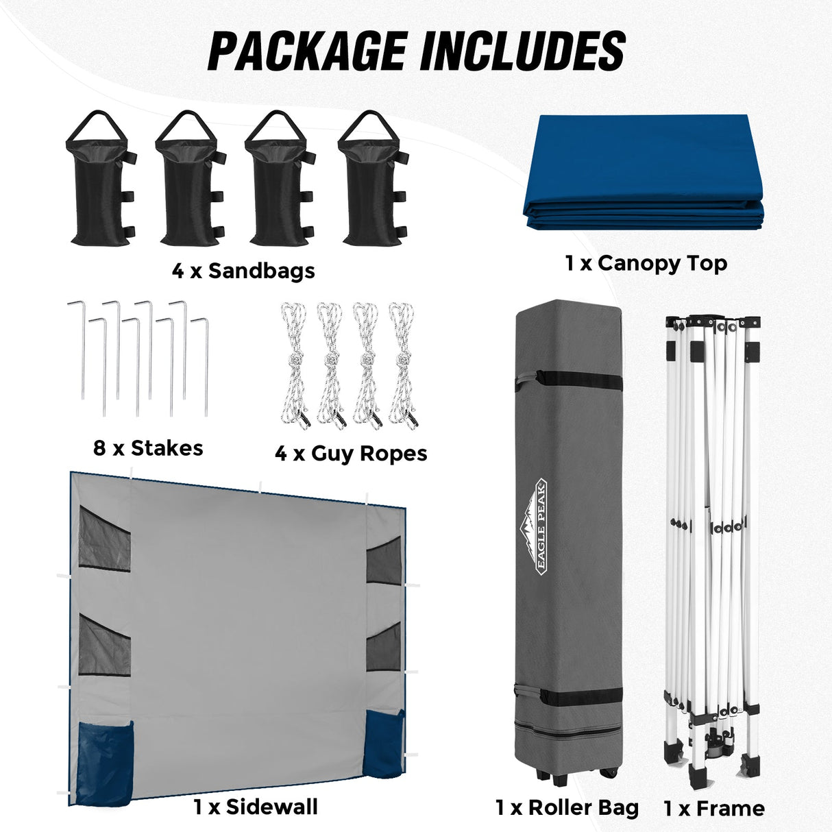 10x10 ft Pop Up Canopy Tent with Sidewall - Eagle Peak Custom Canopy Tent