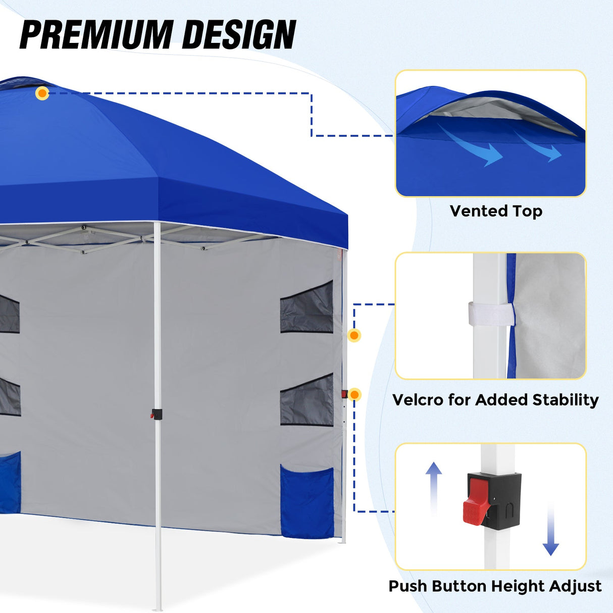 10x10 ft Pop Up Canopy Tent with Sidewall - Eagle Peak Custom Canopy Tent