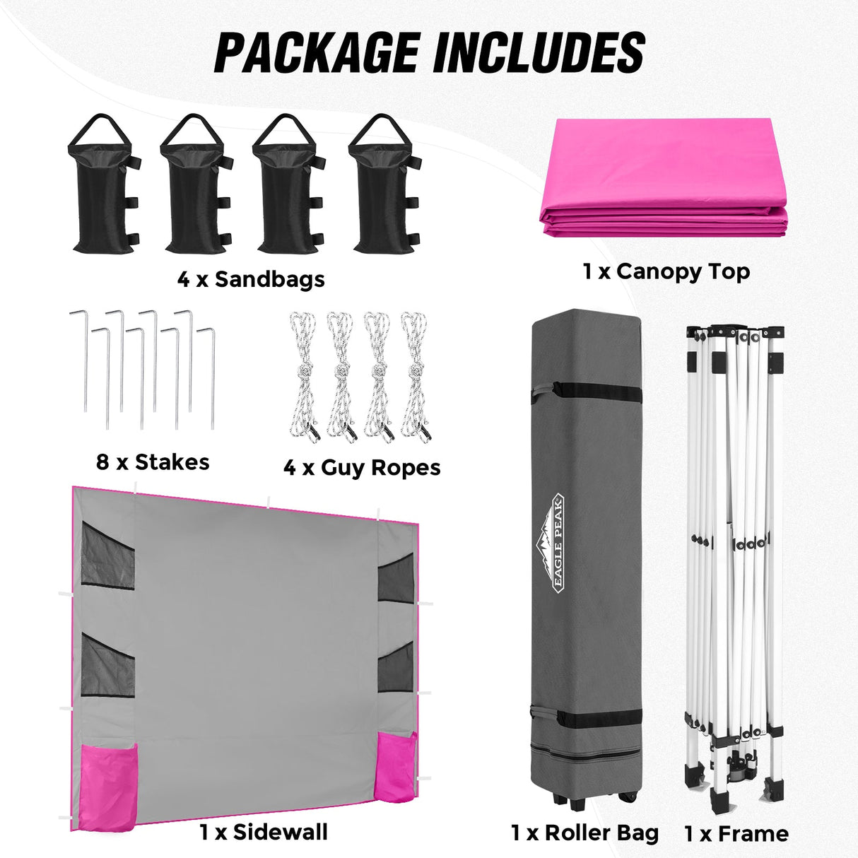 10x10 ft Pop Up Canopy Tent with Sidewall - Eagle Peak Custom Canopy Tent