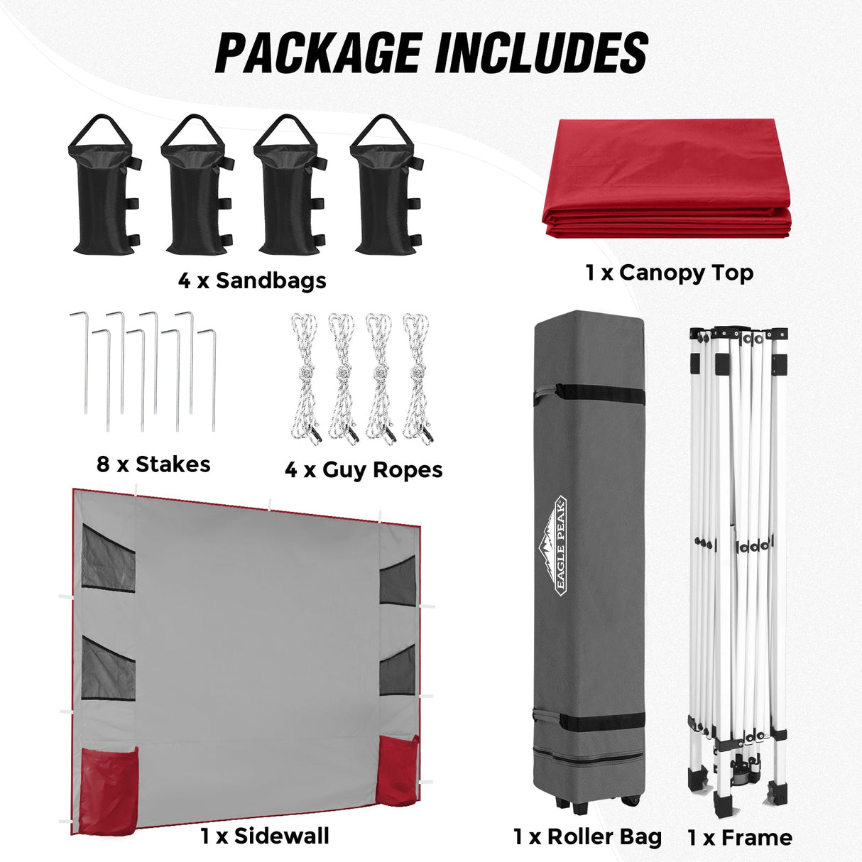 10x10 ft Pop Up Canopy Tent with Sidewall - Eagle Peak Custom Canopy Tent