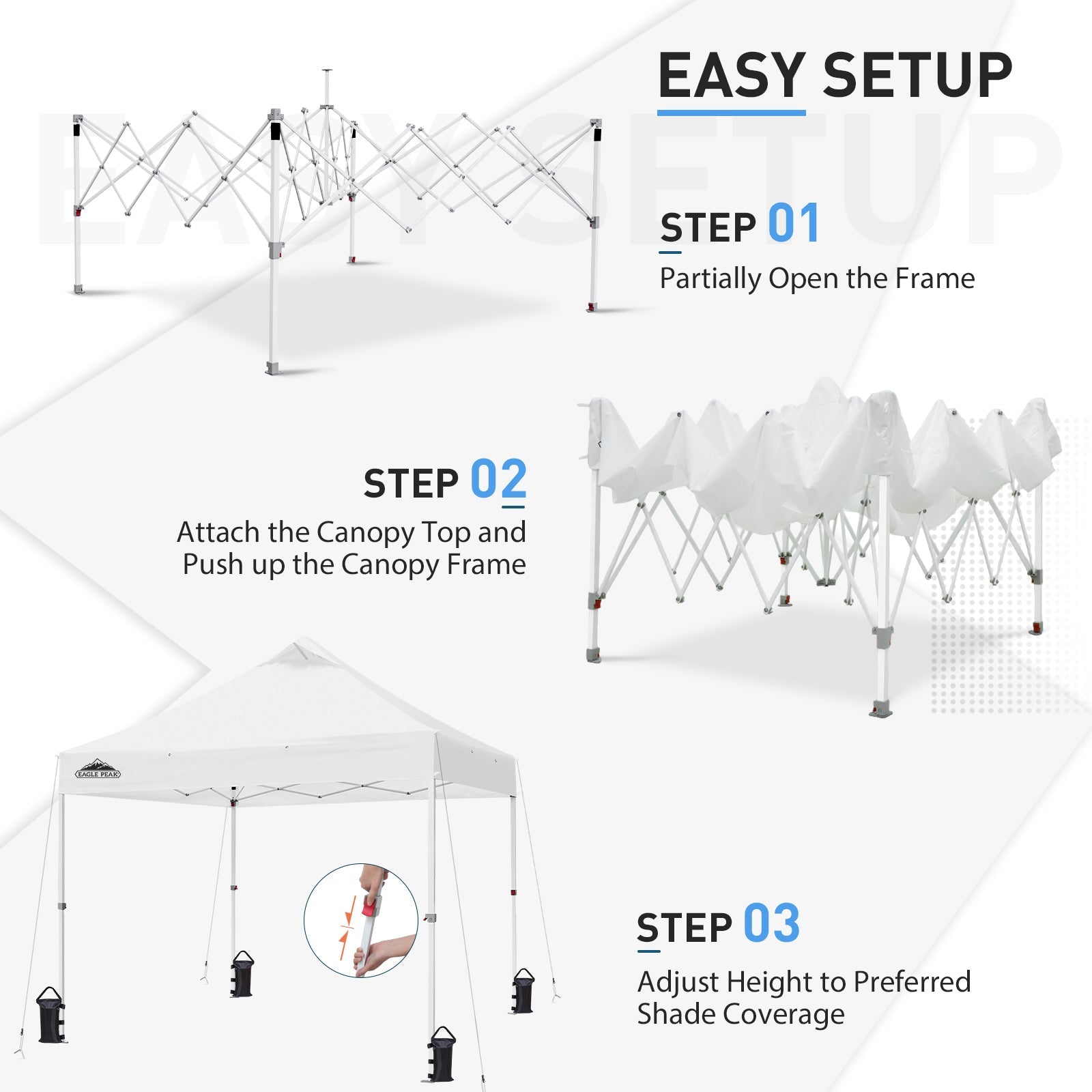 10x10 Commercial Canopy w/ 100 Sqft of Shade – Eagle Peak®
