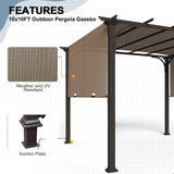 10x10 Metal Pergola with Textilene Top - Eagle Peak Custom Canopy Tent