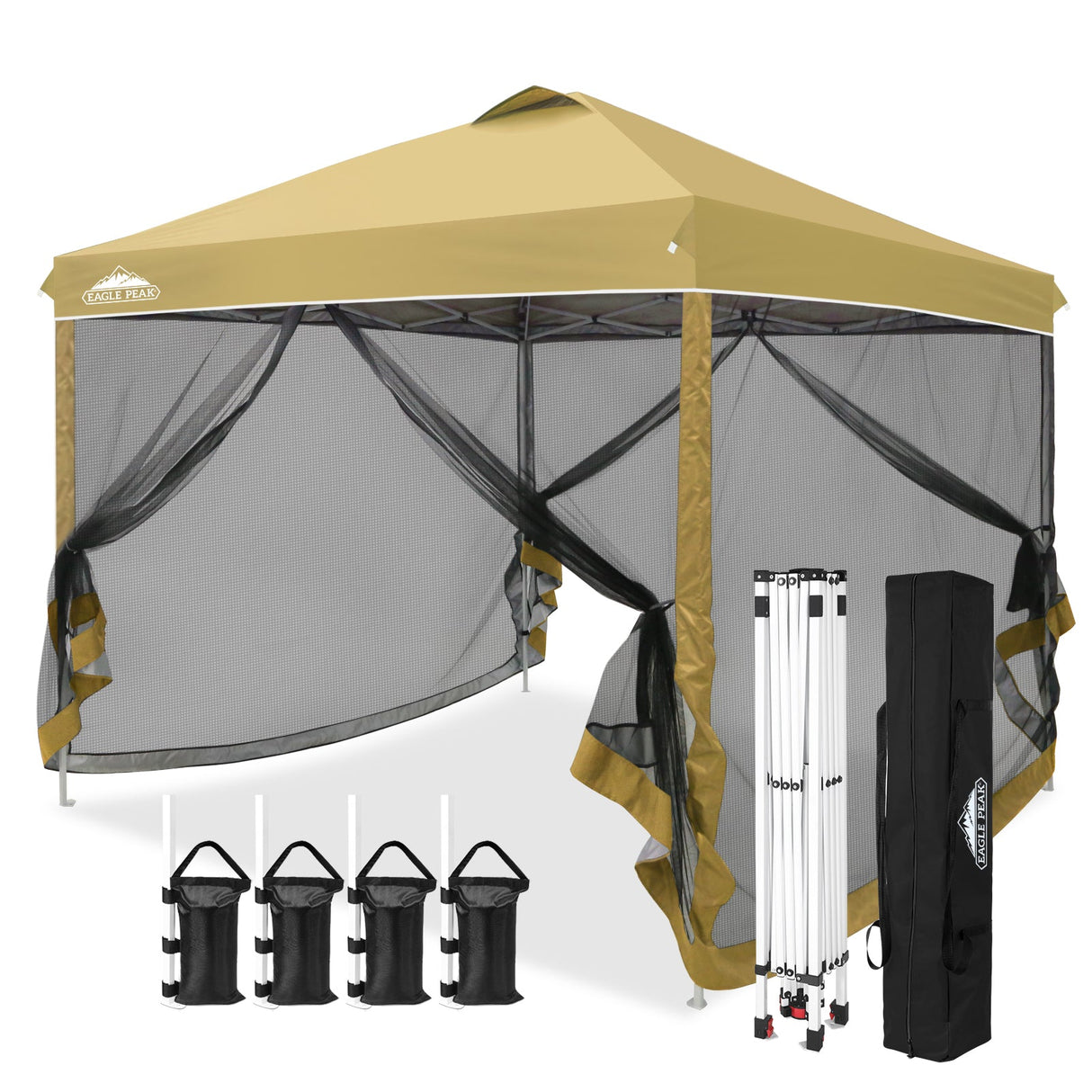 10x10 Outdoor Easy Pop up Canopy with Netting Mesh Side Walls - Eagle Peak Custom Canopy Tent