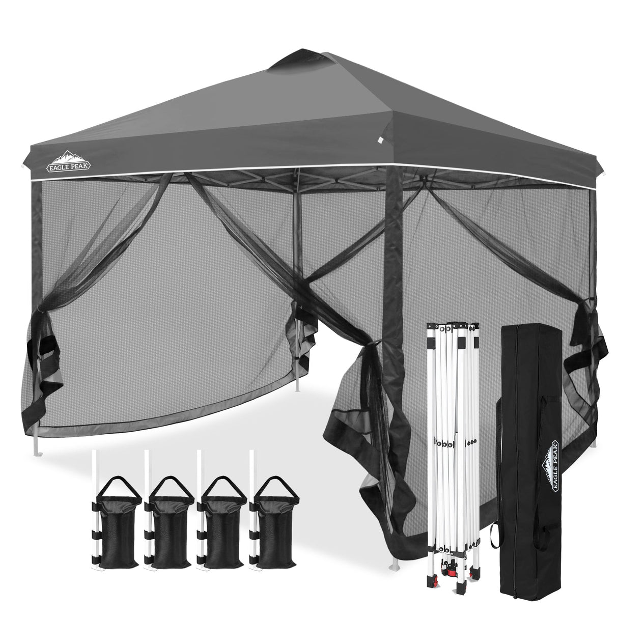 10x10 Outdoor Easy Pop up Canopy with Netting Mesh Side Walls - Eagle Peak Custom Canopy Tent