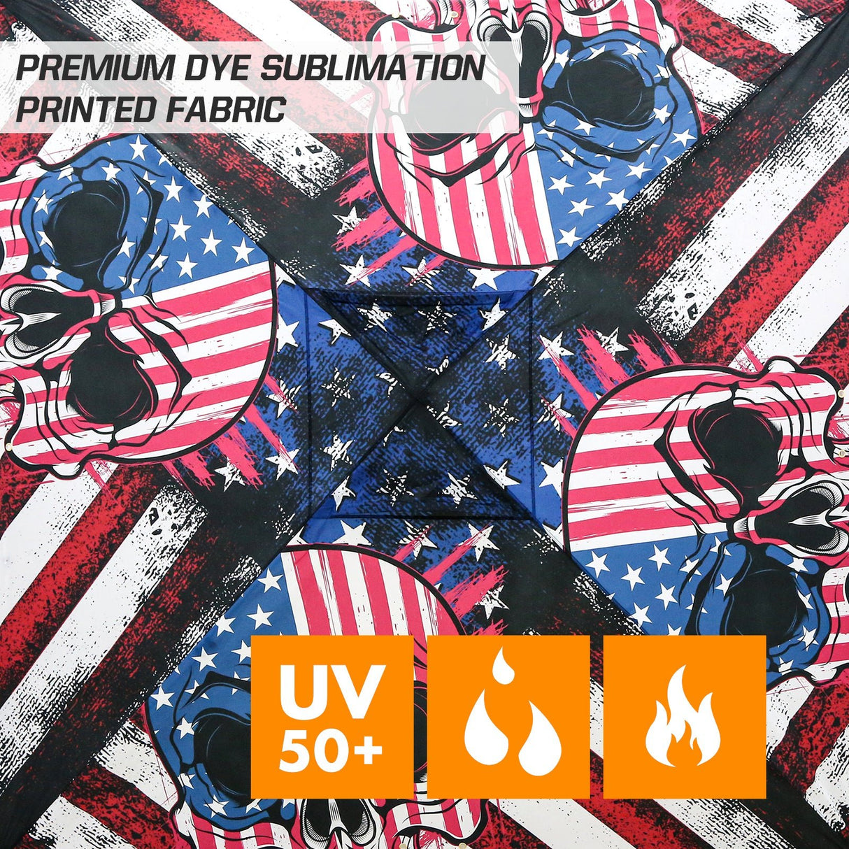 10x10 Pop Up Canopy, Straight Leg Pop Up Tent, Americana Skull - Eagle Peak Custom Canopy Tent