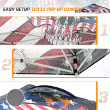 10x10 Pop Up Canopy, Straight Leg Pop Up Tent, Americana Skull - Eagle Peak Custom Canopy Tent