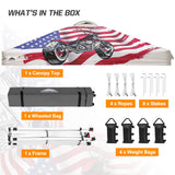 10x10 Pop Up Canopy, Straight Leg Pop Up Tent, Motorcycle Skull - Eagle Peak Custom Canopy Tent