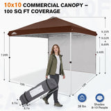 10x10 Pop Up Canopy Tent with 1 Sidewall - Eagle Peak®