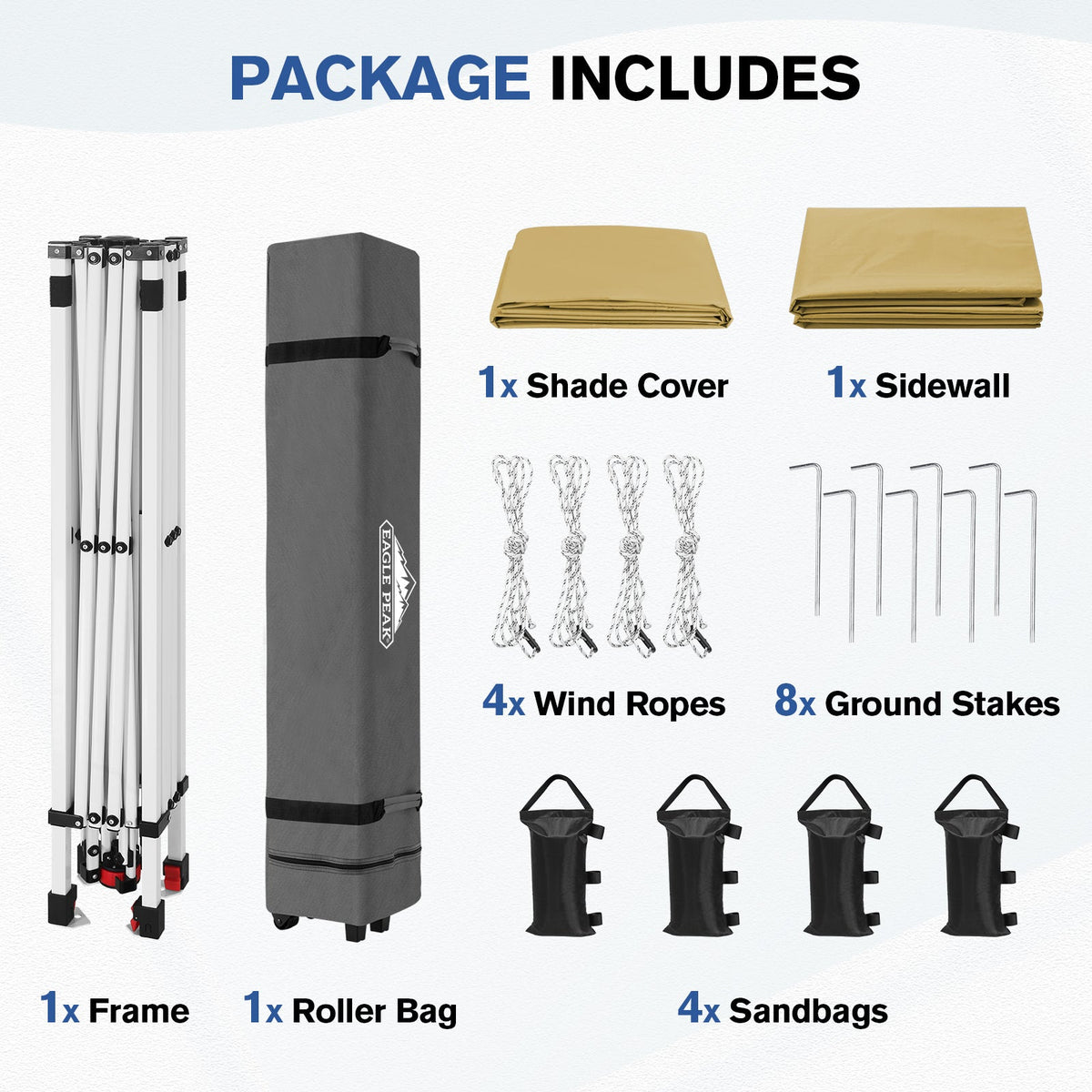 10x10 Pop Up Canopy Tent with 1 Sidewall - Eagle Peak®