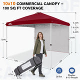 10x10 Pop Up Canopy Tent with 1 Sidewall - Eagle Peak®