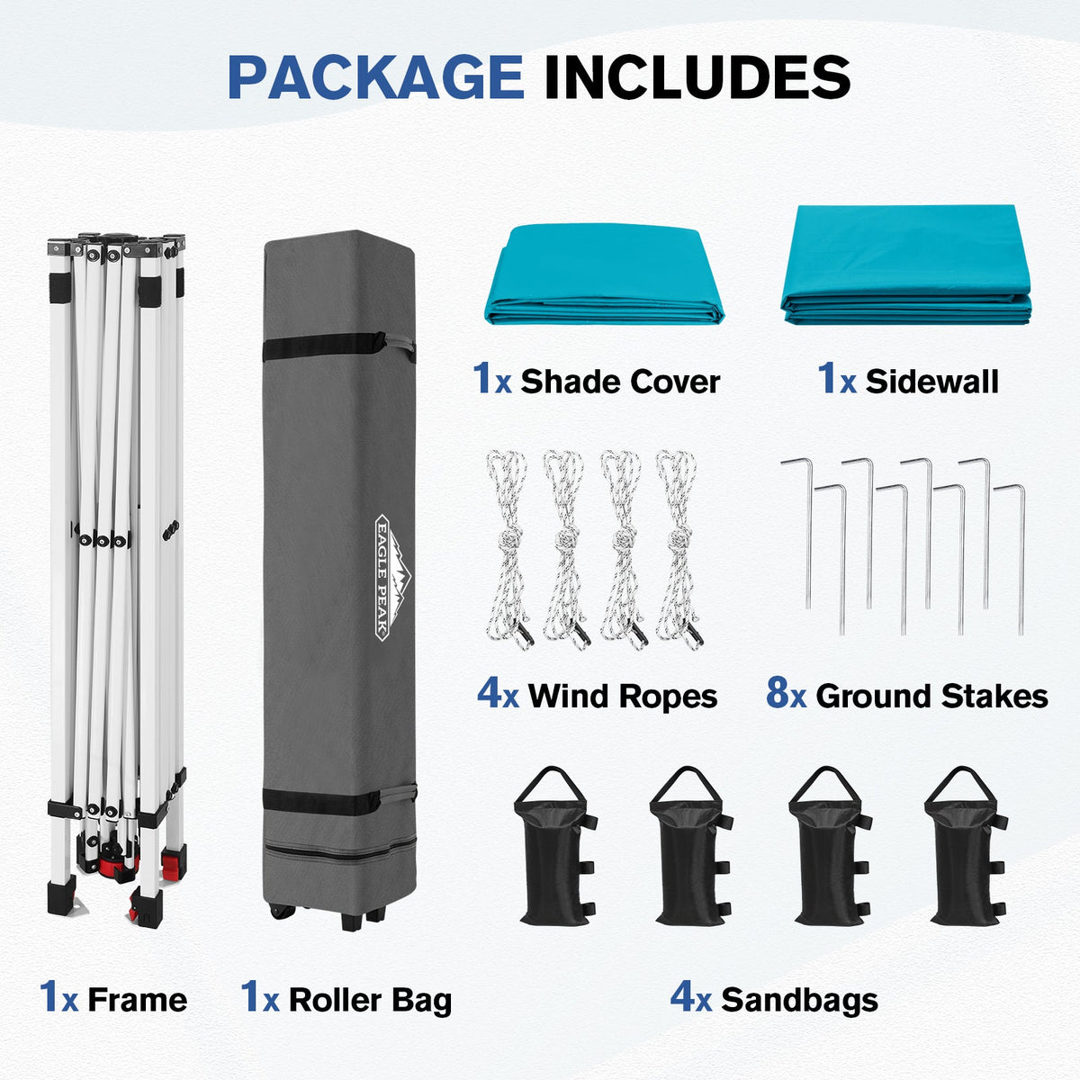 10x10 Pop Up Canopy Tent with 1 Sidewall - Eagle Peak®