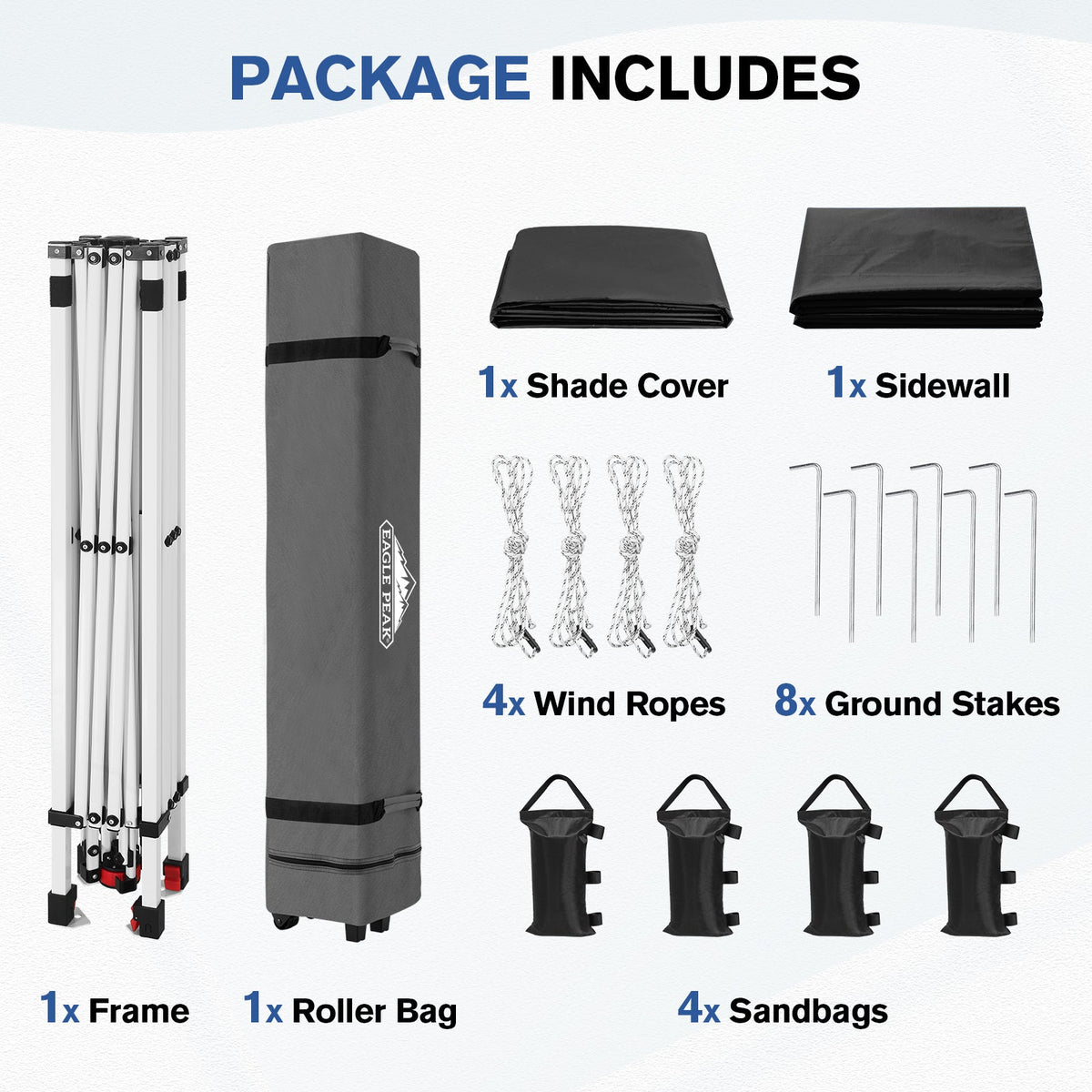 10x10 Pop Up Canopy Tent with 1 Sidewall - Eagle Peak®