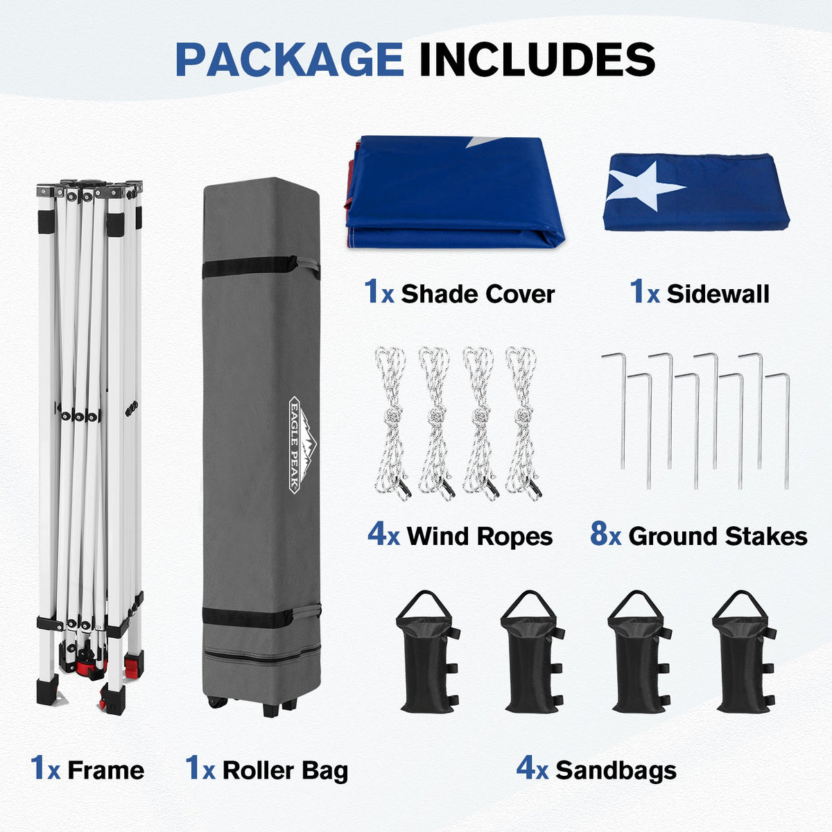 10x10 Pop Up Canopy Tent with 1 Sidewall - Eagle Peak®