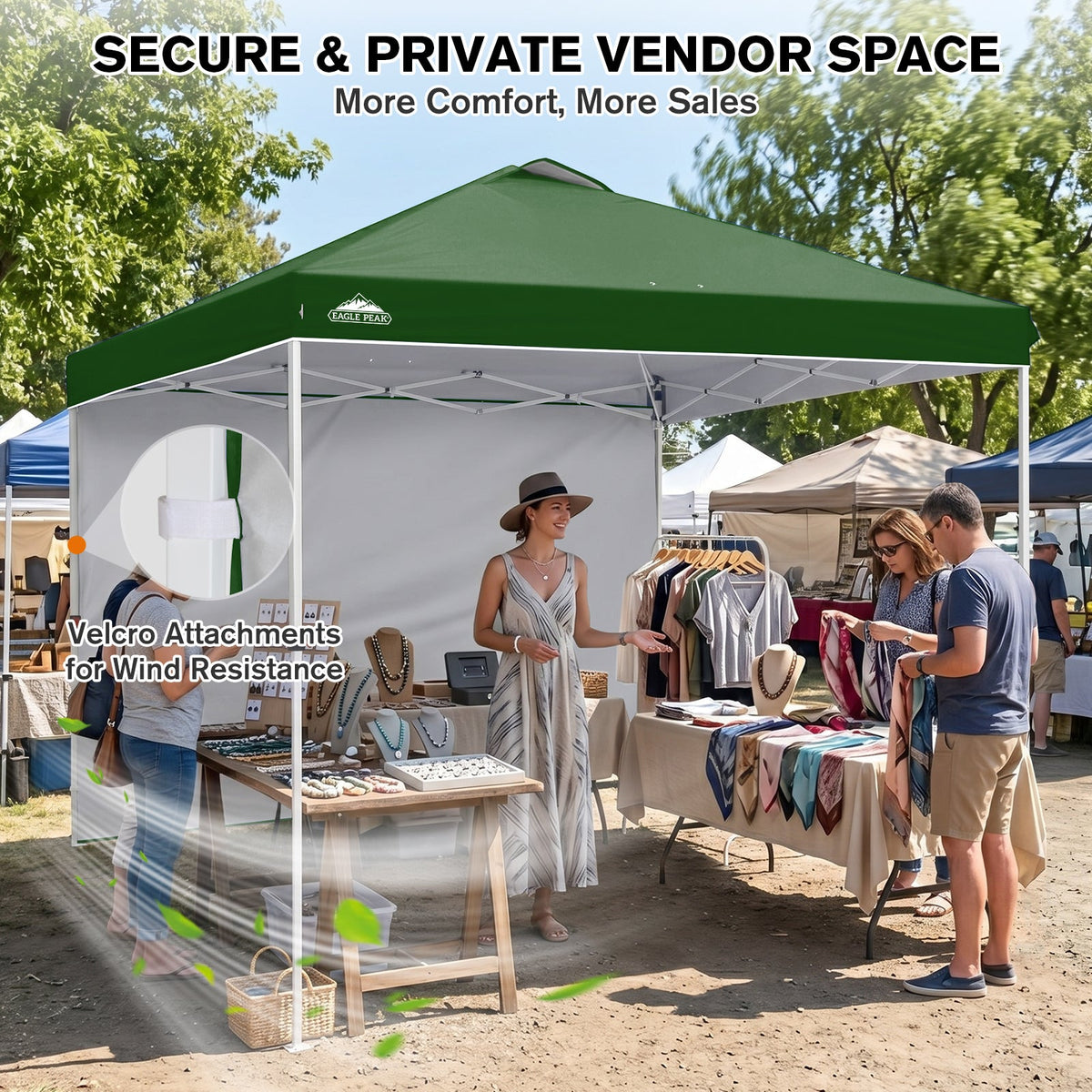 10x10 Pop Up Canopy Tent with 1 Sidewall - Eagle Peak®
