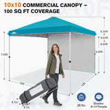 10x10 Pop Up Canopy Tent with 1 Sidewall - Eagle Peak®