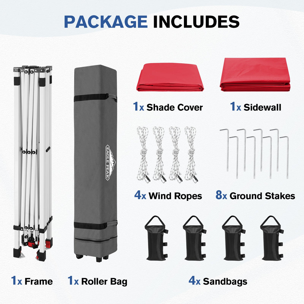10x10 Pop Up Canopy Tent with 1 Sidewall - Eagle Peak®
