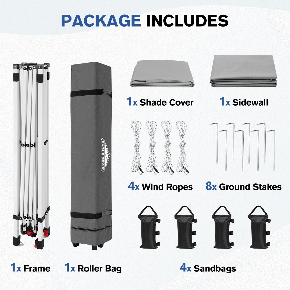 10x10 Pop Up Canopy Tent with 1 Sidewall - Eagle Peak®