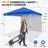 10x10 Pop Up Canopy Tent with 1 Sidewall - Eagle Peak®
