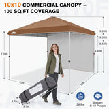 10x10 Pop Up Canopy Tent with 1 Sidewall - Eagle Peak®