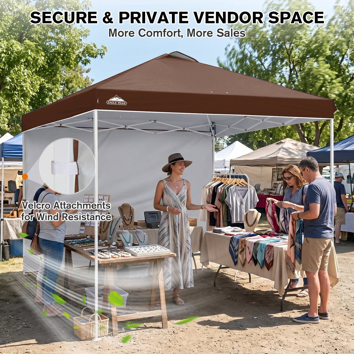 10x10 Pop Up Canopy Tent with 1 Sidewall - Eagle Peak®