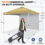 10x10 Pop Up Canopy Tent with 1 Sidewall - Eagle Peak®