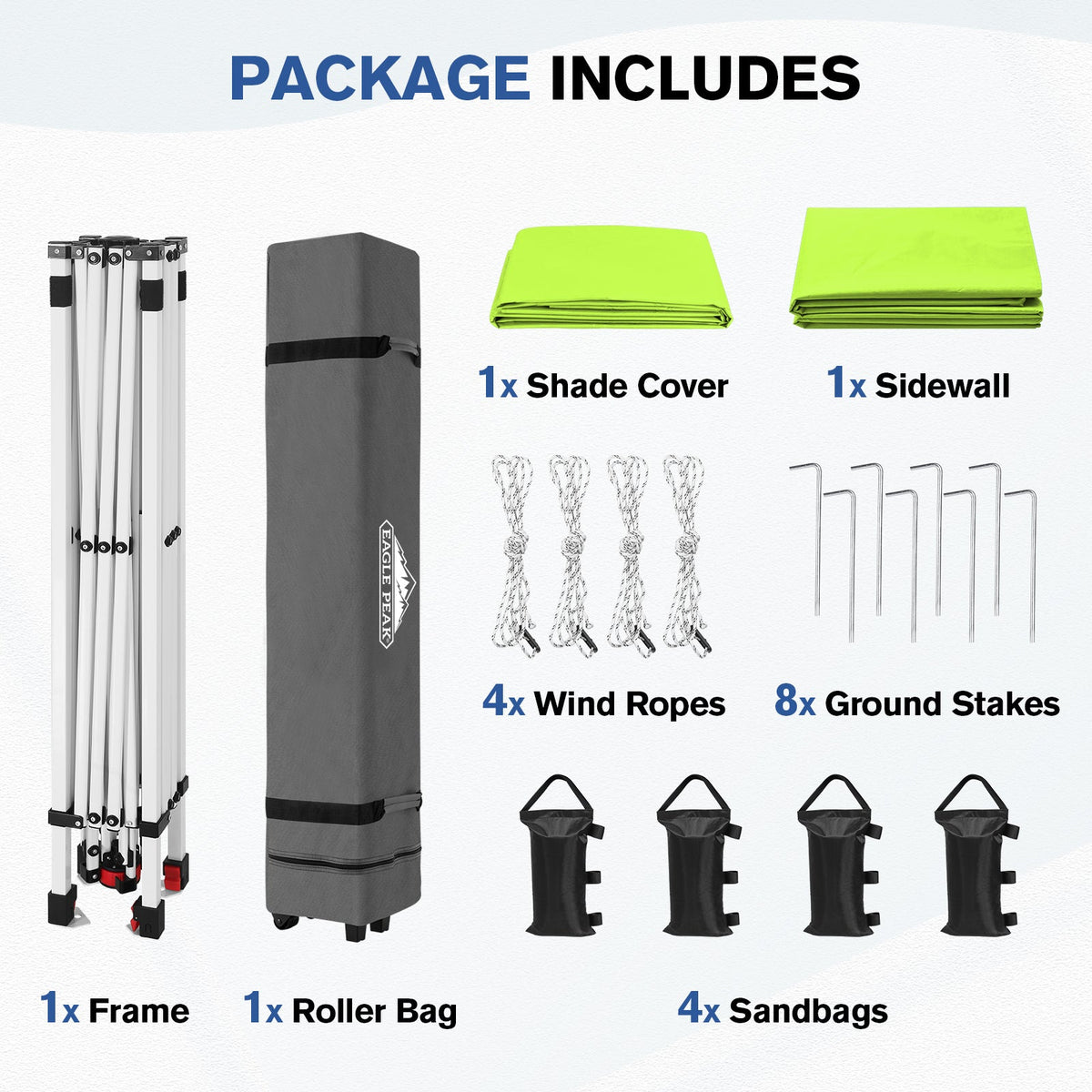 10x10 Pop Up Canopy Tent with 1 Sidewall - Eagle Peak®