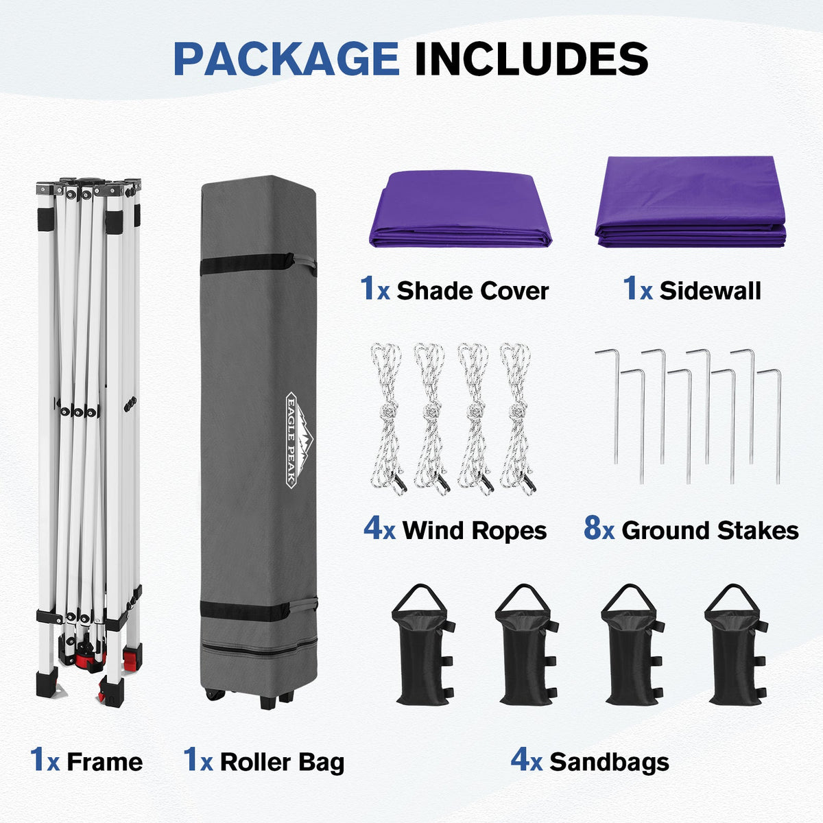 10x10 Pop Up Canopy Tent with 1 Sidewall - Eagle Peak®