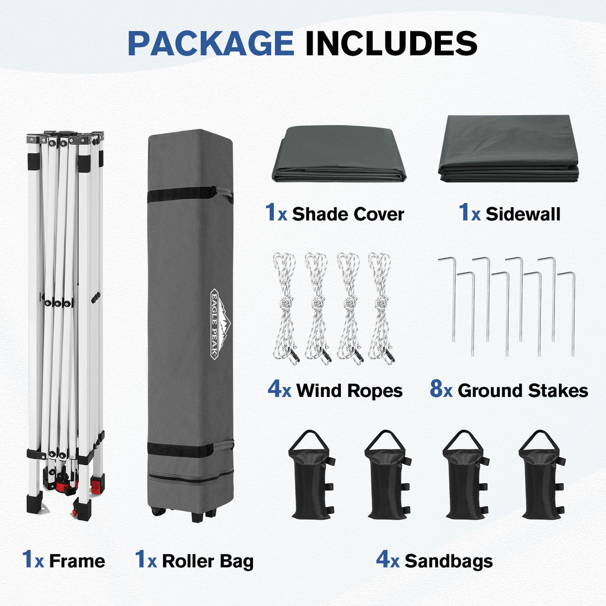 10x10 Pop Up Canopy Tent with 1 Sidewall - Eagle Peak®
