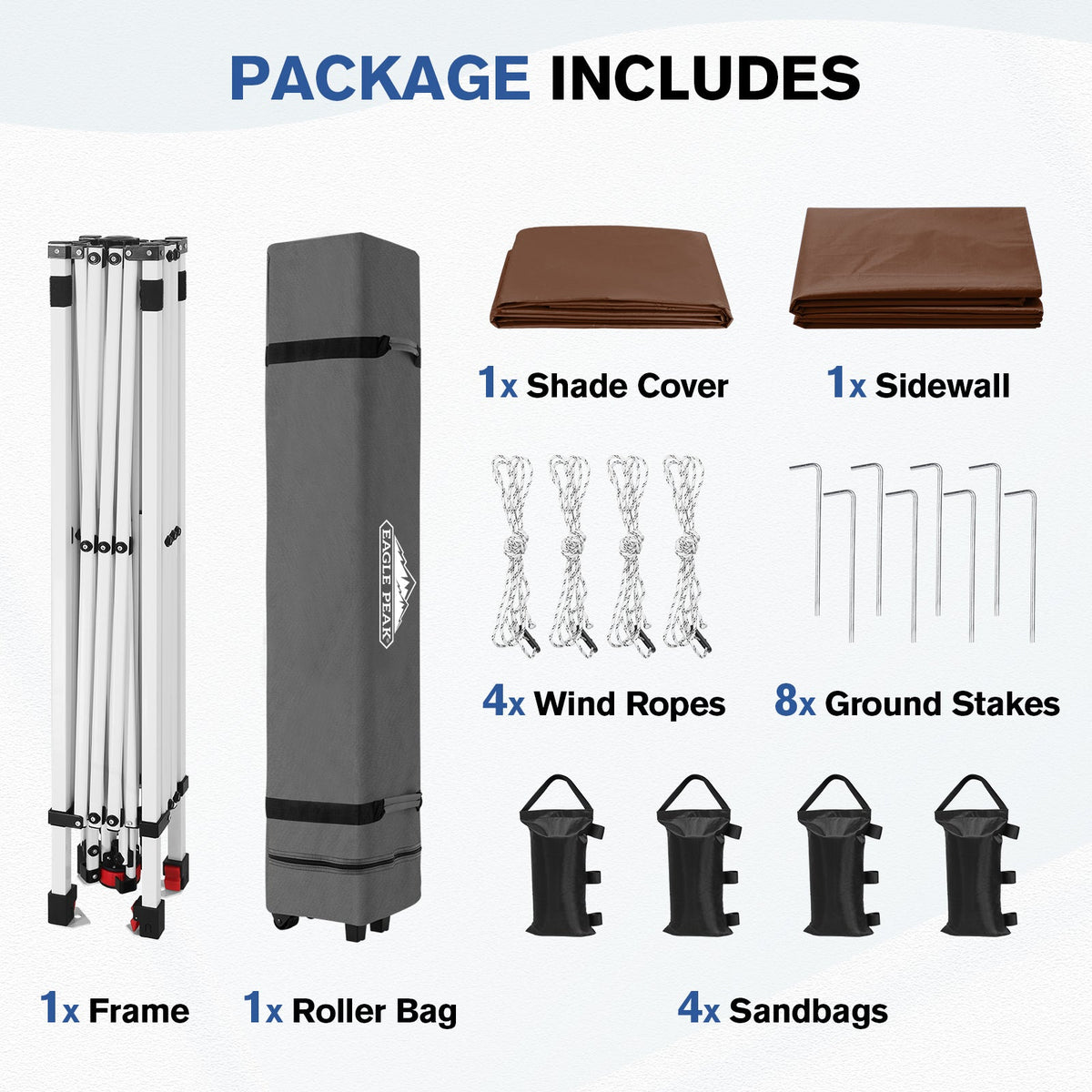 10x10 Pop Up Canopy Tent with 1 Sidewall - Eagle Peak®