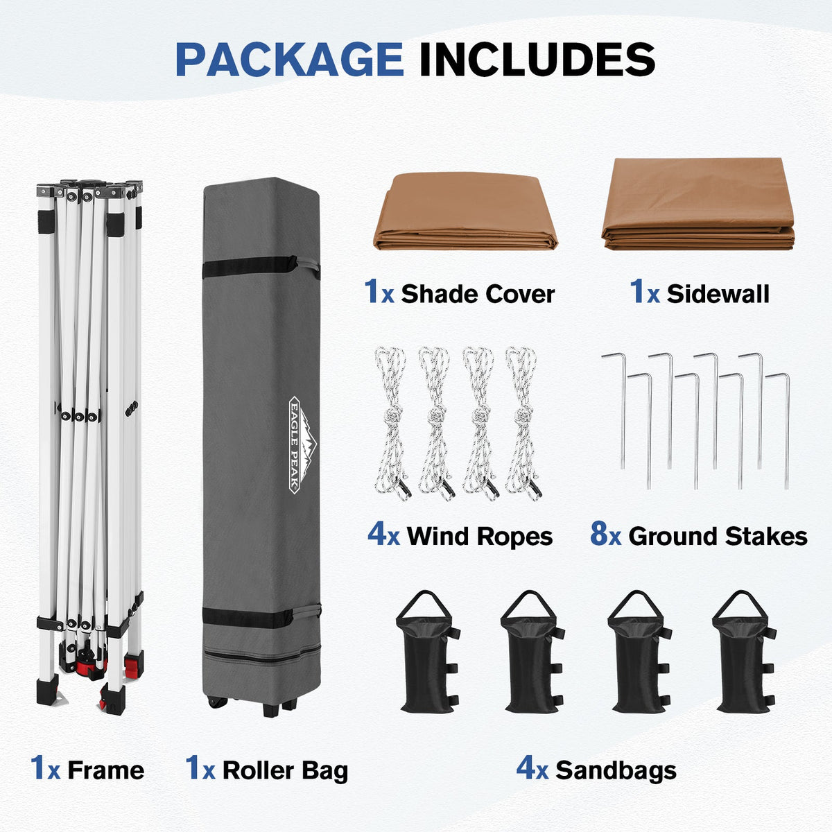 10x10 Pop Up Canopy Tent with 1 Sidewall - Eagle Peak®