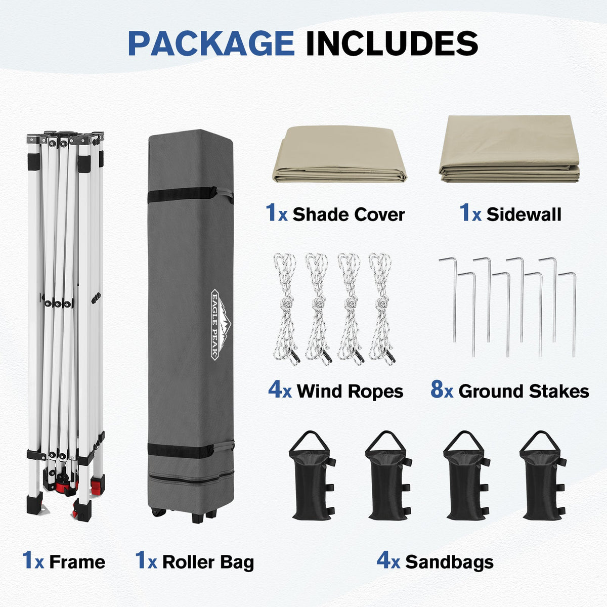 10x10 Pop Up Canopy Tent with 1 Sidewall - Eagle Peak®