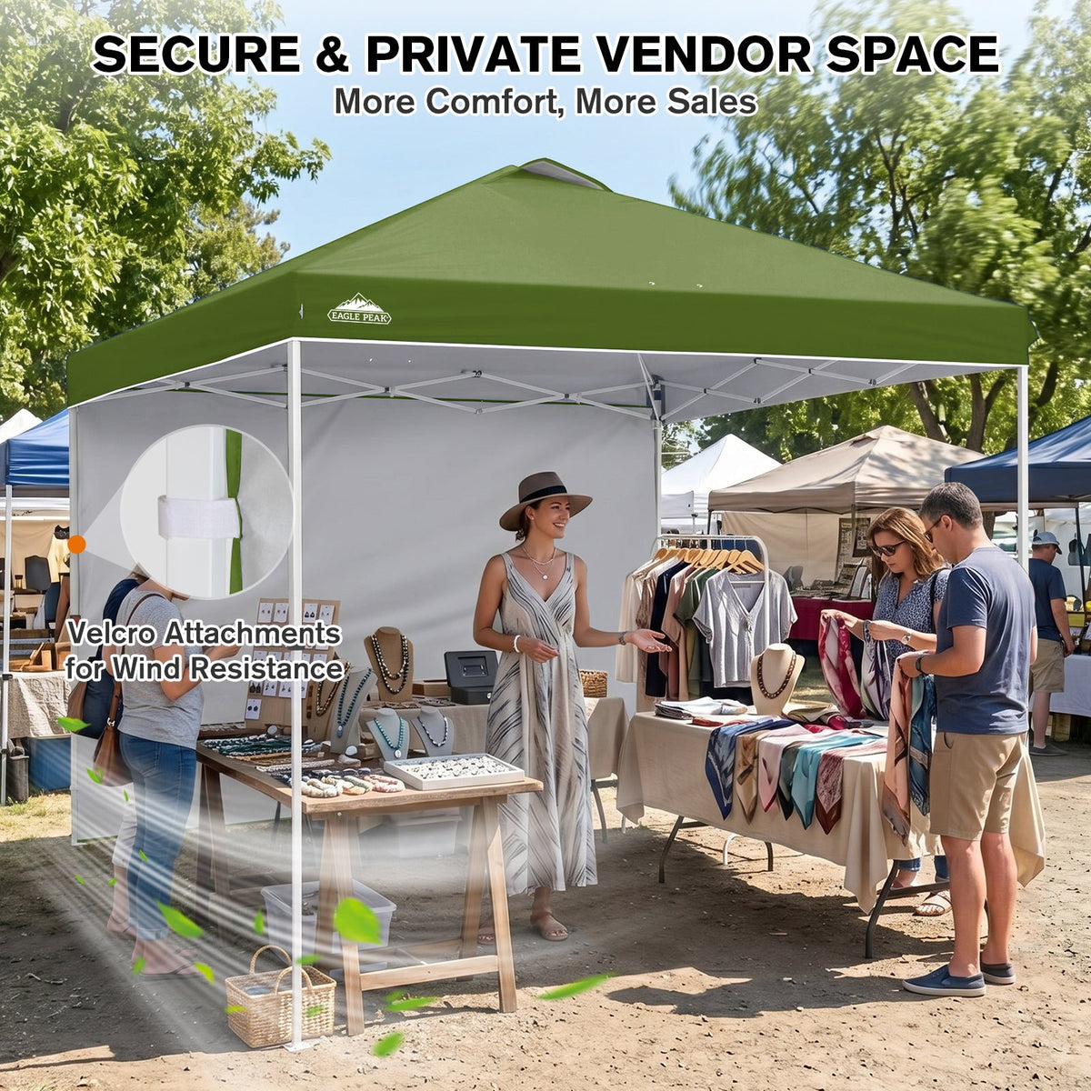 10x10 Pop Up Canopy Tent with 1 Sidewall - Eagle Peak®