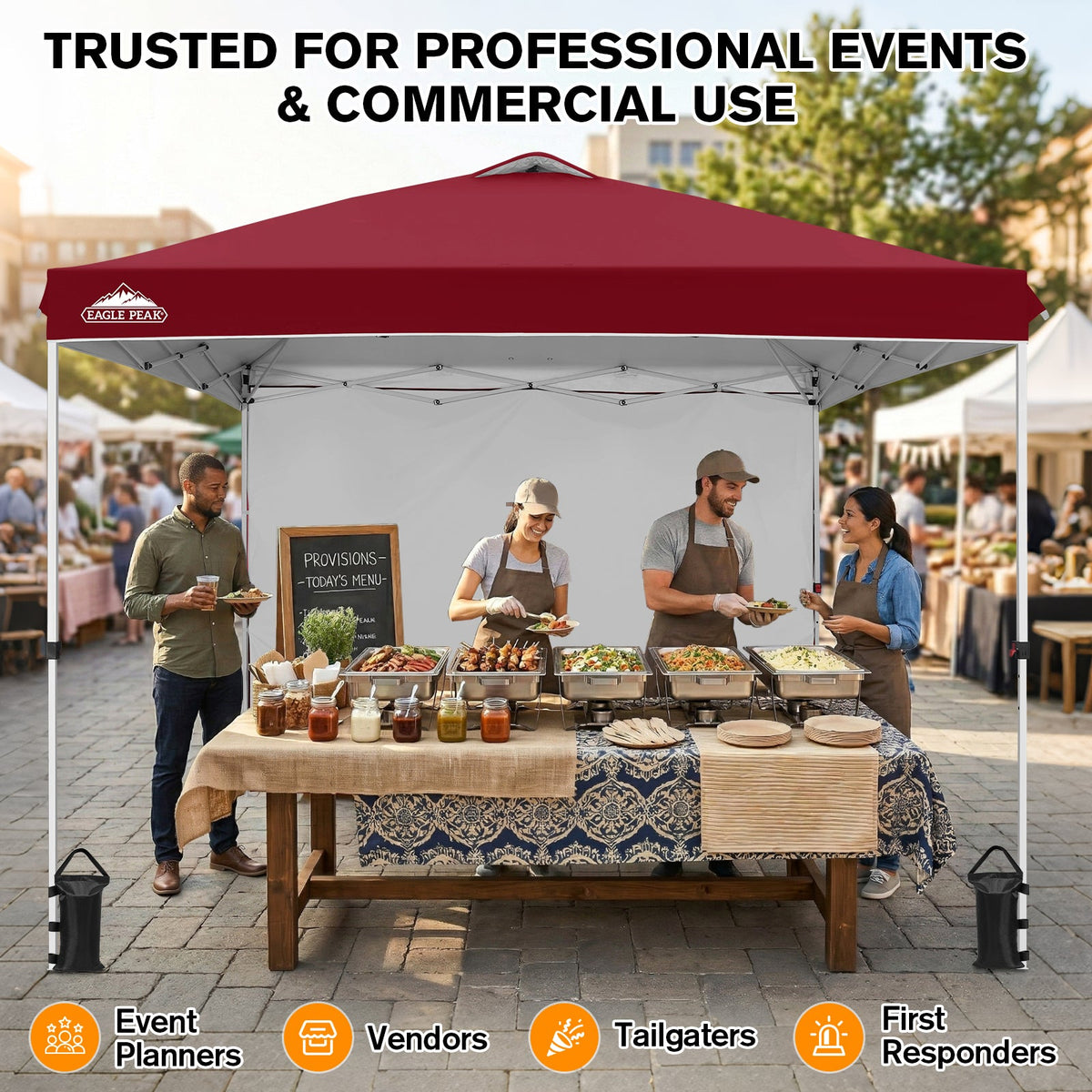 10x10 Pop Up Canopy Tent with 1 Sidewall - Eagle Peak®