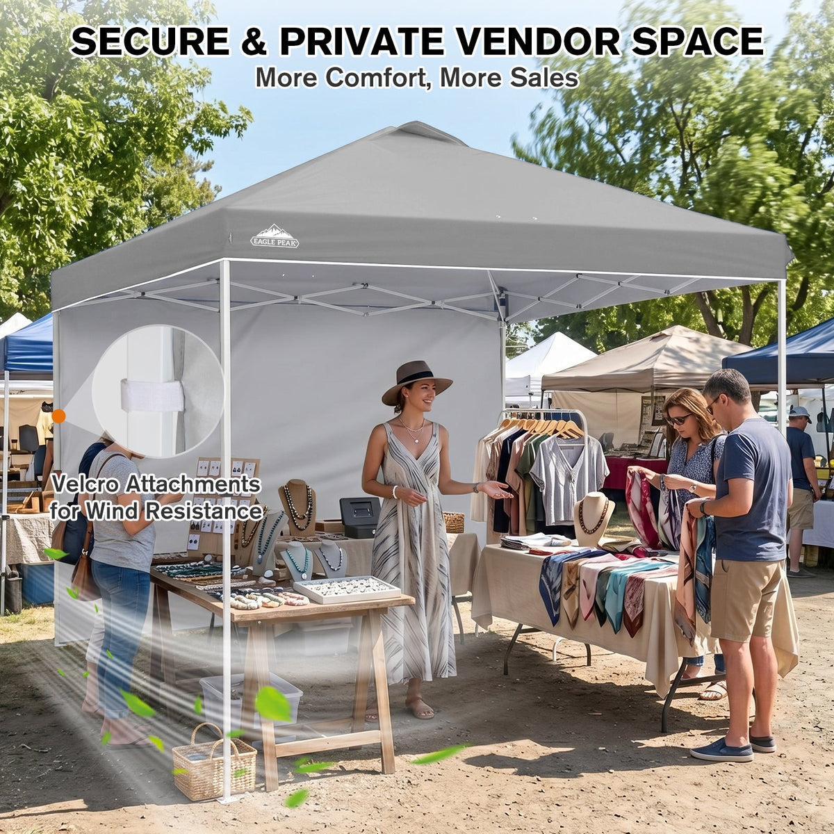 10x10 Pop Up Canopy Tent with 1 Sidewall - Eagle Peak®