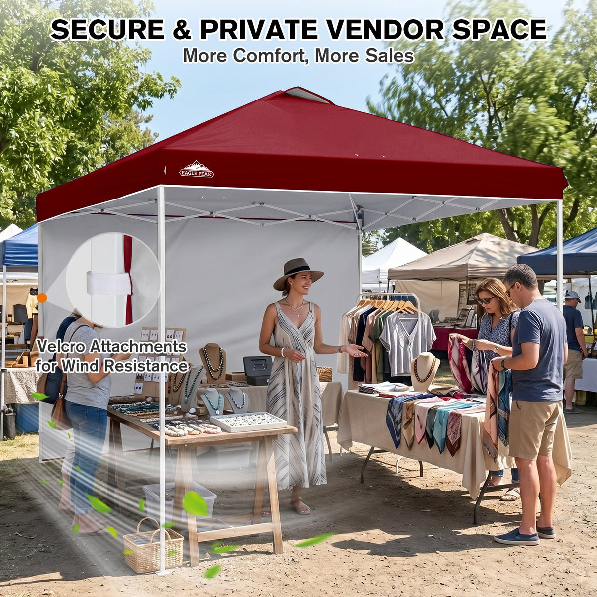 10x10 Pop Up Canopy Tent with 1 Sidewall - Eagle Peak®