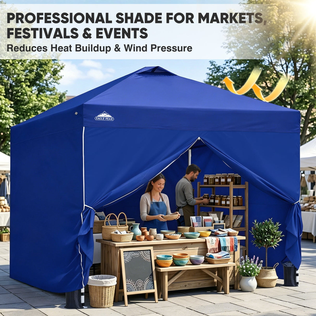10x10 Pop Up Canopy Tent with Four Sidewalls - Eagle Peak