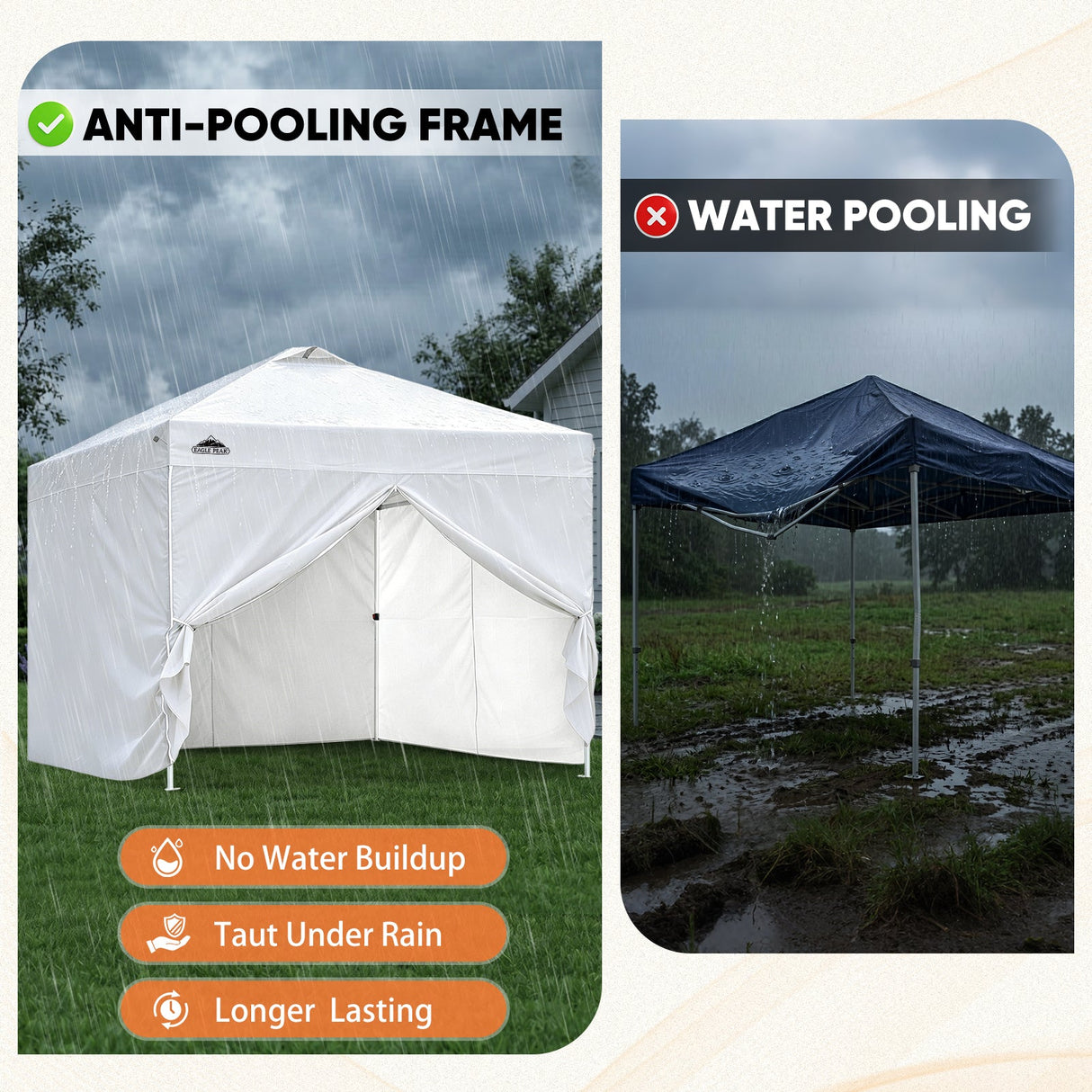 10x10 Pop Up Canopy Tent with Four Sidewalls - Eagle Peak