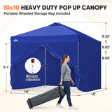 10x10 Pop Up Canopy Tent with Four Sidewalls - Eagle Peak