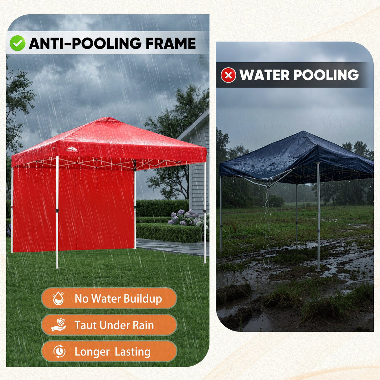 10x10 Pop Up Canopy Tent with One Sidewall - Eagle Peak