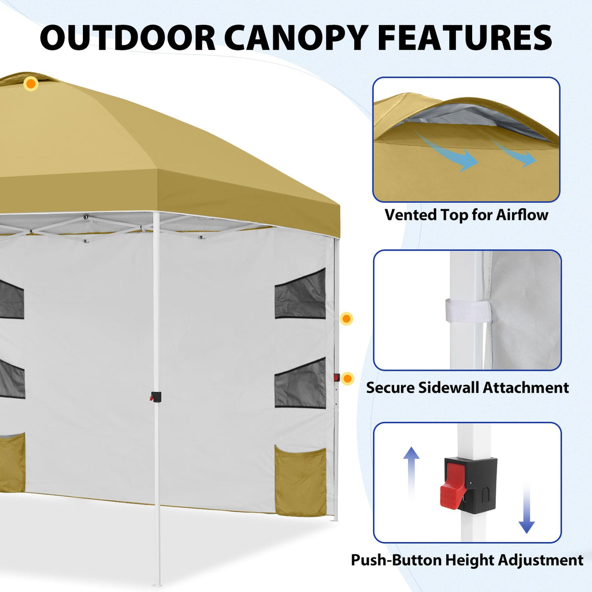 10x10 Pop Up Canopy Tent with Sidewalls & Storage - Eagle Peak®