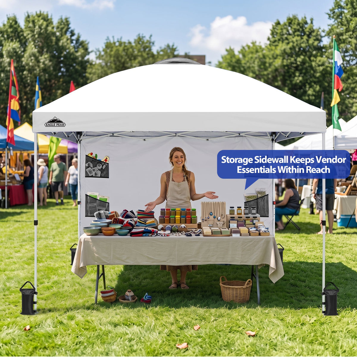 10x10 Pop Up Canopy Tent with Sidewalls & Storage - Eagle Peak®