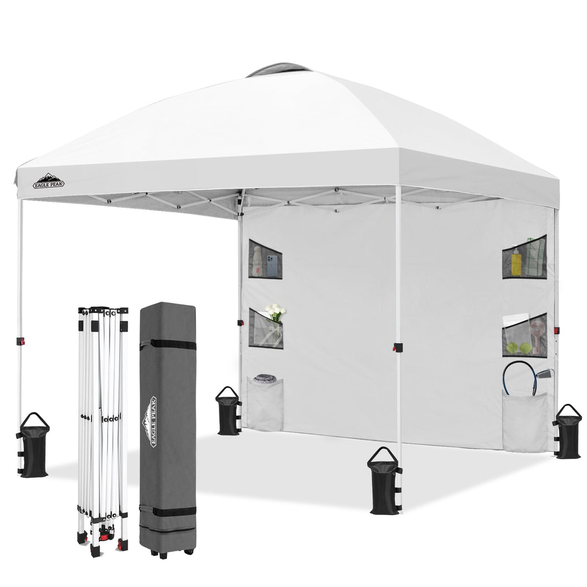 10x10 Pop Up Canopy Tent with Sidewalls & Storage - Eagle Peak®