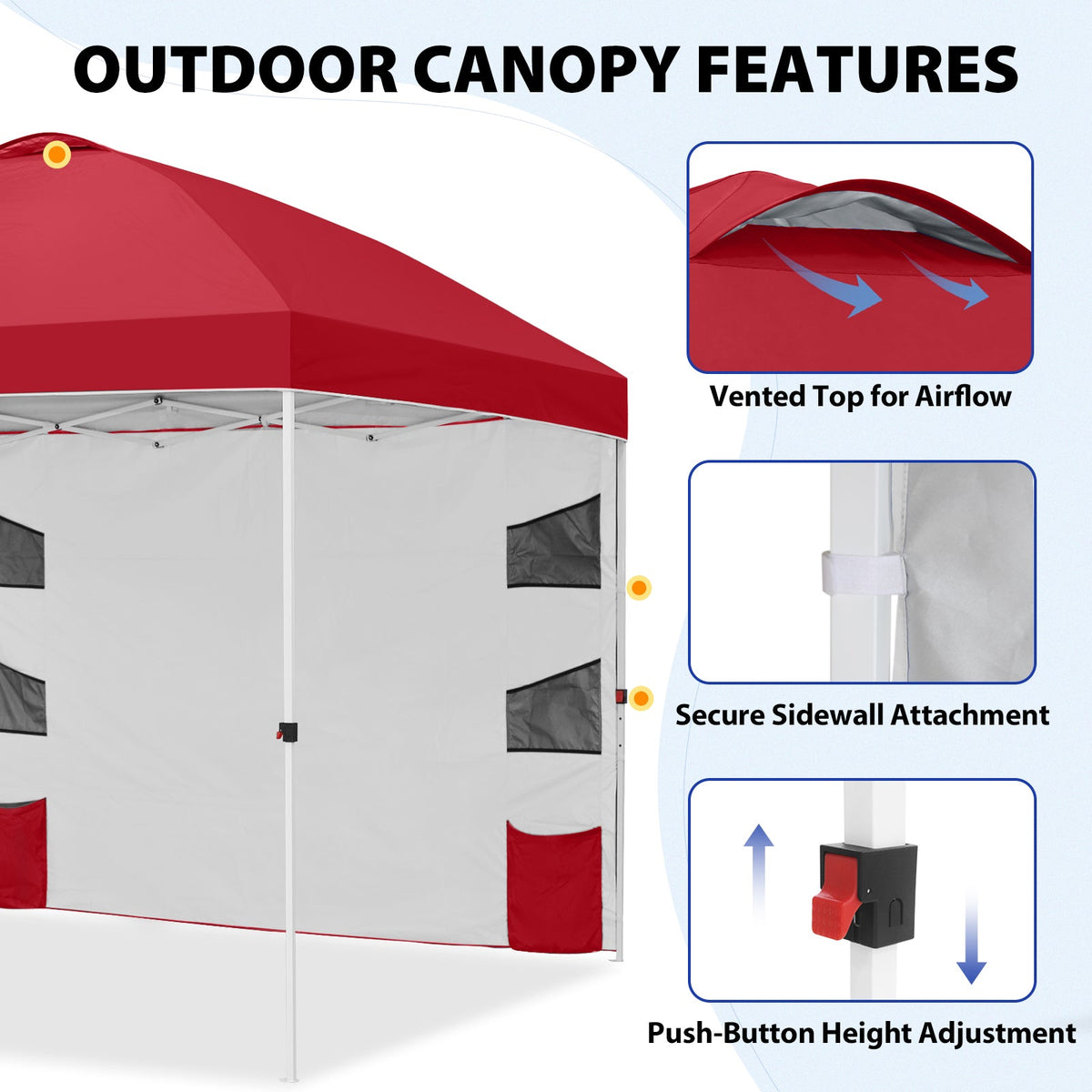 10x10 Pop Up Canopy Tent with Sidewalls & Storage - Eagle Peak®