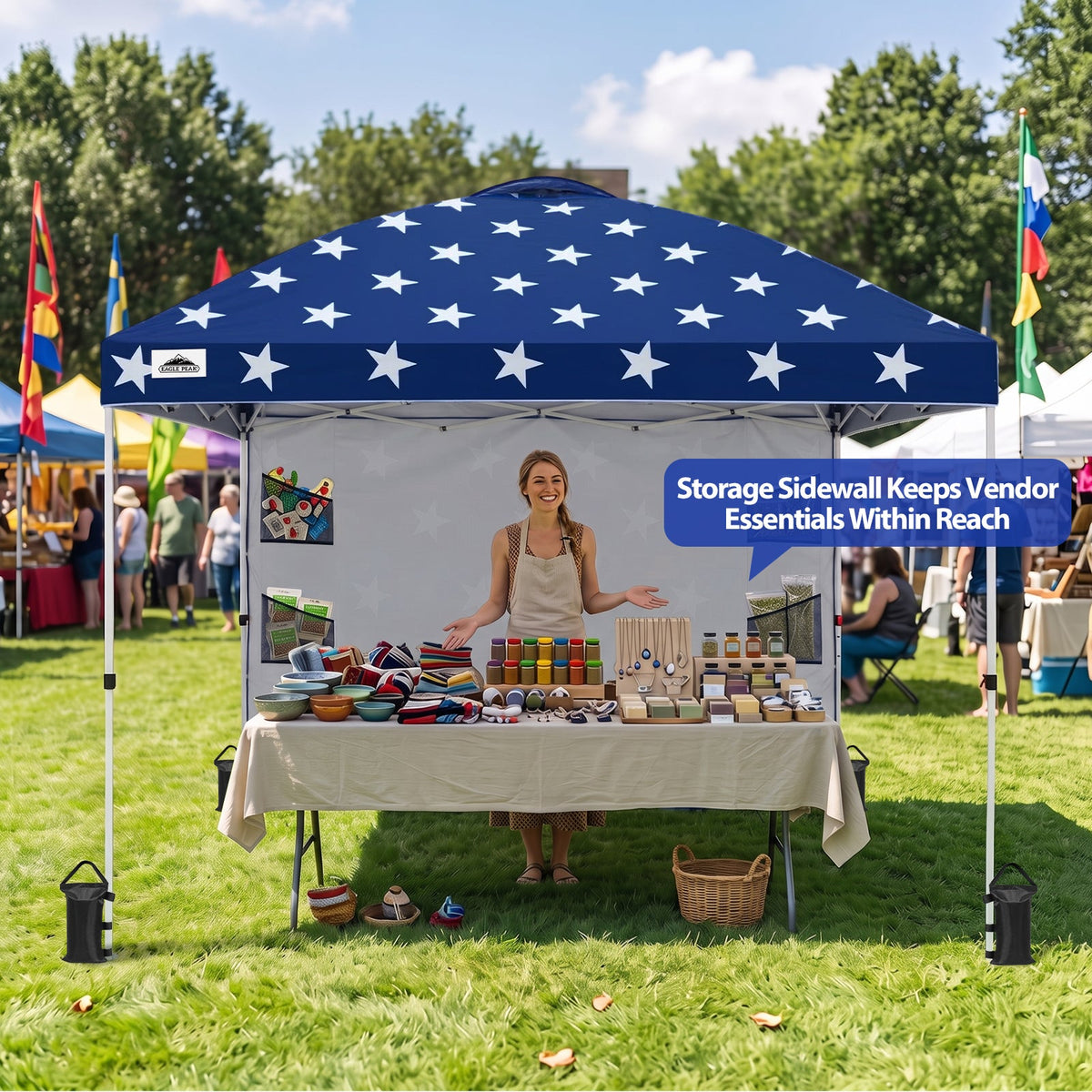10x10 Pop Up Canopy Tent with Sidewalls & Storage - Eagle Peak®